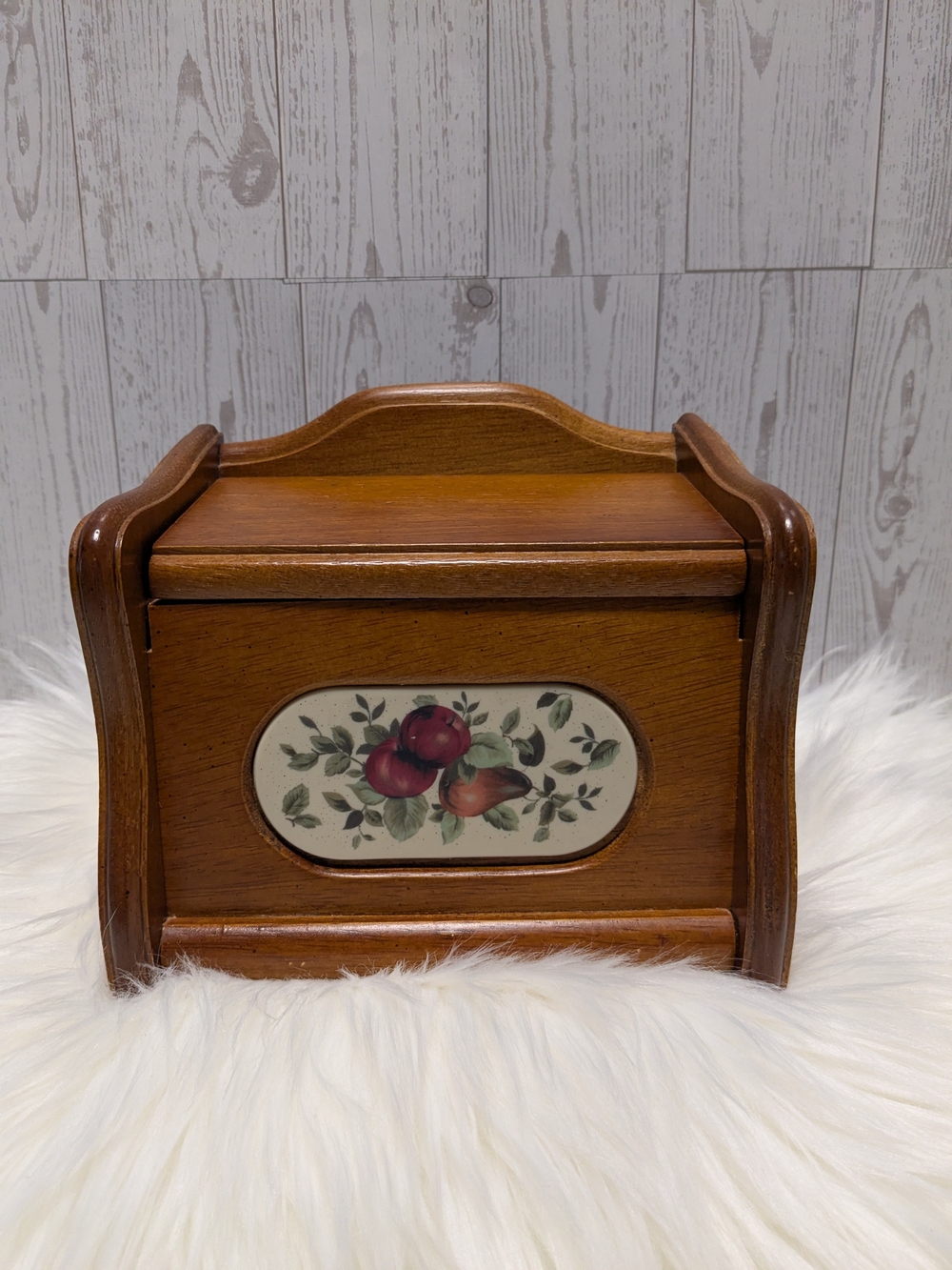 Vintage 1980's Pomerantz Recipe Box In Wood Cottagecore Kitchen Farmhouse